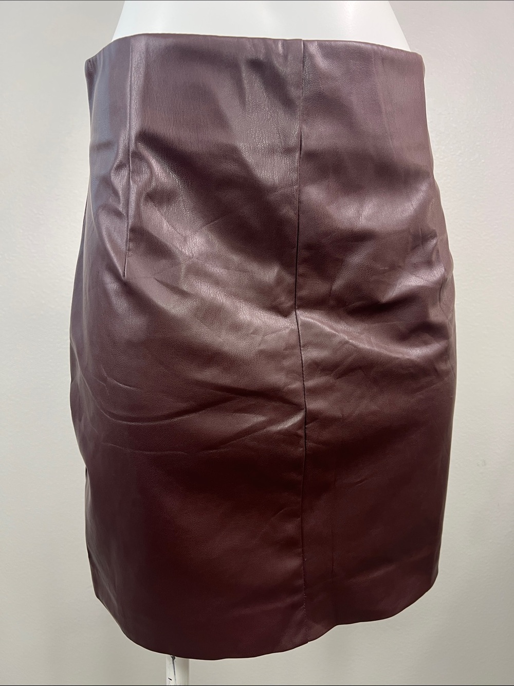 H&M Faux Leather Mini Skirt - Burgundy Size 10